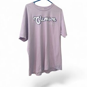 Clemson Tigers Lavender Purple T-Shirt Large Oversized Lounge Pajama Vintage